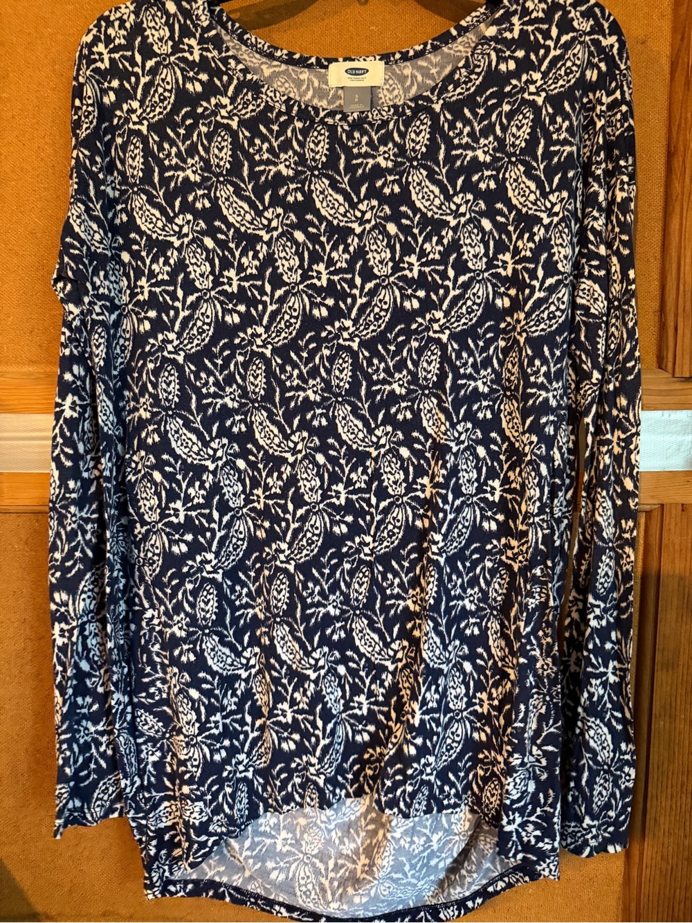 Old Navy Navy and White Paisley-Print Skirt